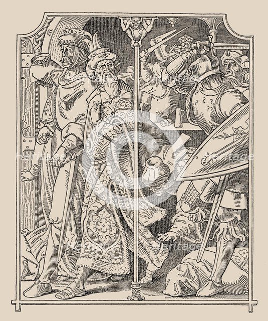 Die Nibelungen. Etzel and Kriemhild, 1840-1841. Creator: Rethel, Alfred (1816-1859).