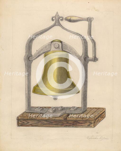 Portable Brass Hand Bell, c. 1936. Creator: Columbus Simpson.
