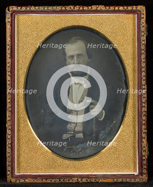 Portrait of a Seated Man Holding a Cane, 1852. Creator: Emil Mangel du Mesnil.