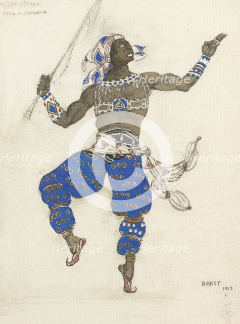 Costume design for the ballet Oriental Fantasy (Ballet Hindu), 1913. Artist: Bakst, Léon (1866-1924)