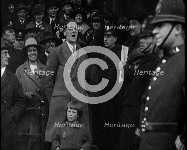 Labour Party Candidate Mr Fenner Brockway Standing on The Steps of Caxton Hall Making a..., 1924. Creator: British Pathe Ltd.