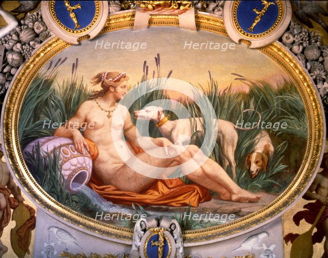  'Nymph of Fontainebleau', a detail of the Nymphs gallery on a sketch by Le Rosso painted by Pier…