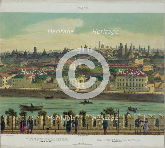 View of Zamoskvorechye from the Kremlin Wall (from a panoramic view of Moscow in 10 parts), ca 1848. Artist: Benoist, Philippe (1813-after 1879)