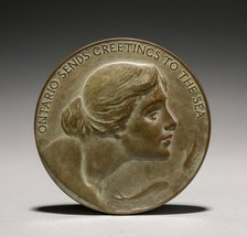 Medal: Ontario Sends Greetings to the Sea, 1800s-1900s. Creator: Lorado Taft (American, 1860-1936).