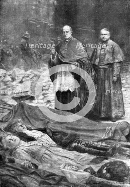 ' "La Guerre a L'Allemande"; Apres l'attentat du Vendredi Saint: accouru a Saint..., 1918. Creator: J Simont.