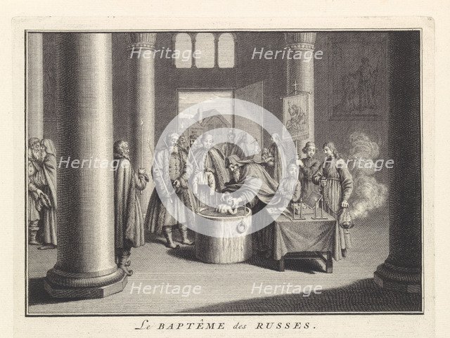 Infant Baptism in Russia, 1732. Artist: Picart, Bernard (1673–1733)