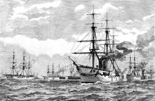 The British Squadron cruising in Mozambique Channel under Rear-Admiral Sir E. R. Fremantle, 1890. Creator: Unknown.