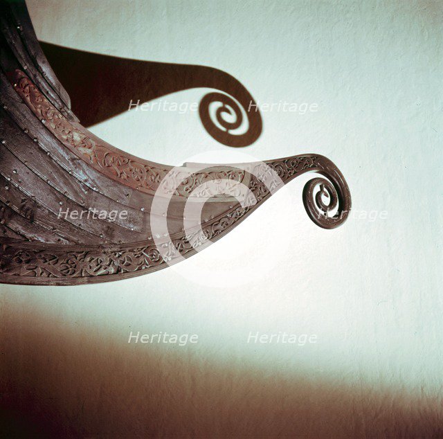 Detail of the stern of the Viking Oseburg ship, 9th century. Artist: Unknown.