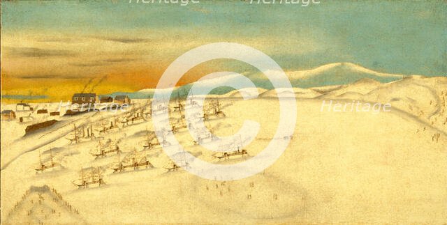 Whaling Fleet, Icebound, c1860. Creator: Unknown.