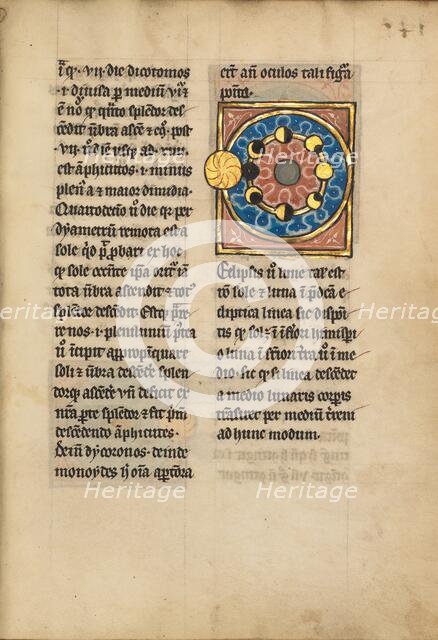 Diagram with the Sun and the Phases of the Moon; De Natura Avium; De Pastoribus..., 1277 or after. Creator: Unknown.