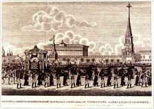 Funeral ceremony of Emperor Alexander I at the Moscow Kremlin, 1828. Artist: Russian Master  