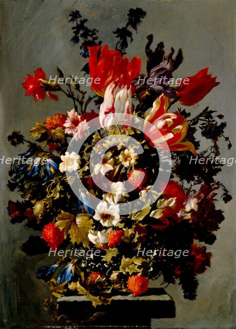 Still Life with Flowers on a Stone Pedestal, probably third quarter of the 17th century. Creator: Unknown.