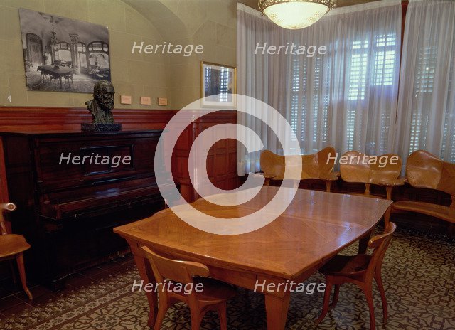 Detail of the dining room of the Casa Batllo, built between 1904 - 1906, designed by Antoni Gaudi.