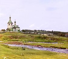 Church of Sts. Zosima and Savvatii of Solovki (?) in the village of Uslanka, Olonets Province, 1909. Creator: Sergey Mikhaylovich Prokudin-Gorsky.