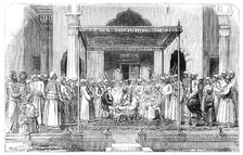 Nawab's Durbar and Reception of the English Resident at Morshedabad, 1857. Creator: Frederick John Skill.