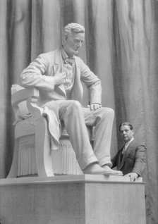 Patigian, Haig, Mr., with his Abraham Lincoln sculpture, portrait photograph, 1927 Creator: Arnold Genthe.