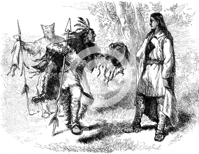 Converted Native Americanan and 'Powows', c17th century (c1880). Artist: Unknown