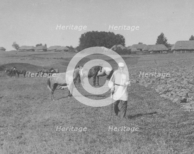 Count Lev Nikolayevich Tolstoy walking.