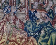 Exaltation of Joseph', tapestry of the series History of Joseph, detail of Potiphar and his wife.…