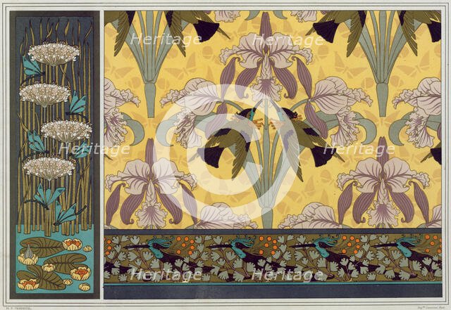 Dragonflies and water lilies. Hummingbirds and orchids, 1897. Creator: Verneuil, Maurice Pillard (1869-1942).