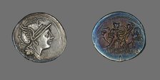 Denarius (Coin) Depicting the Goddess Roma, about 100 BCE. Creator: Unknown.