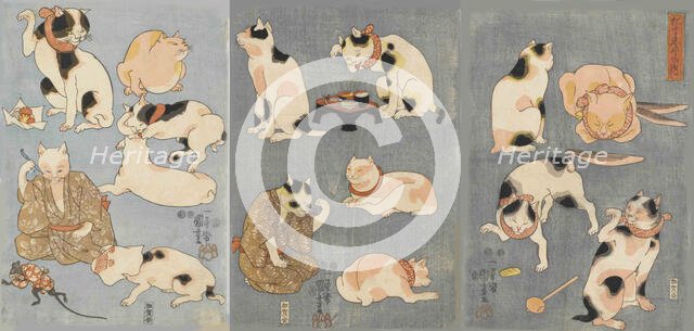 Tatoe zukushi no uchi (Illustrated Proverbs with Cats), 1852. Creator: Kuniyoshi, Utagawa (1797-1861).