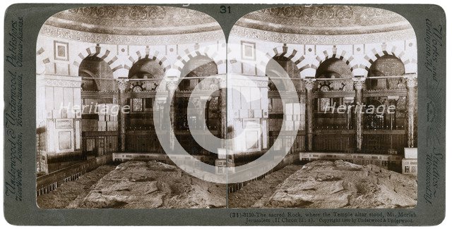 The sacred rock, where the Temple Alter stood, Mount Moriah, Jerusalem, Palestine, 1900.Artist: Underwood & Underwood