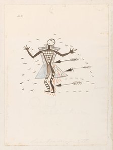 Human figure with arrows, (1855?).  Creator: Thomas Bateman.