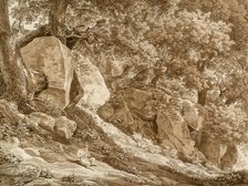 Rocky Landscape with Pan Playing His Flute (In the Park of the Villa Chigi, Ariccia), 1808. Creator: Johann Christian Reinhart.