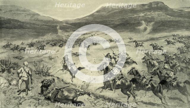 'The Last Stand Made By The Boers Before Kimberley-Charge of British Cavalry', 1900. Creators: Godfrey Douglas Giles, WS Small.