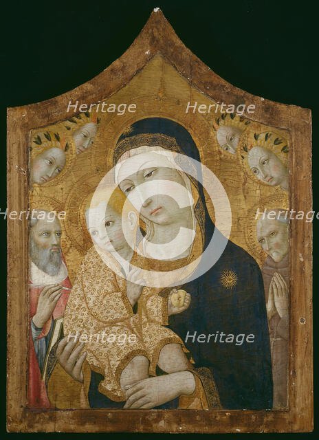 Virgin and Child with Saints Jerome, Bernardino of Siena, and Angels, 1450/60. Creator: Sano di Pietro.