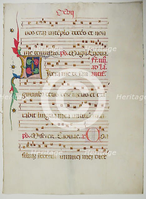 Manuscript Leaf with Initial L, from an Antiphonary, Italian, 15th century. Creator: Unknown.