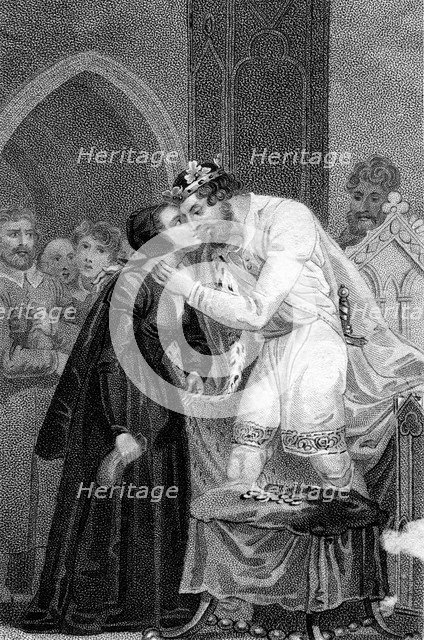 Edward IV receiving the widows' contribution, 15th century (19th century).Artist: Mackenzie