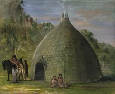 Wichita Lodge, Thatched with Prairie Grass, 1834-1835. Creator: George Catlin.