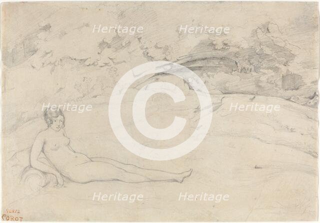 A Nude Reclining in a Landscape, 1825/1828. Creator: Jean-Baptiste-Camille Corot.