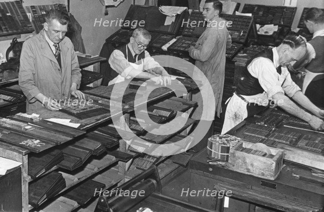 Printing room at the Jewish Chronicle, London, c1951. Artist: EH Emanuel