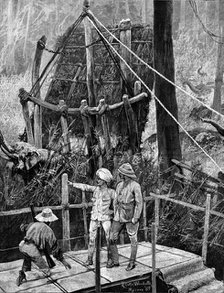 Prince Albert Victor in India: catching wild elephants, Government Khedah, Mysore District, 1890. Creator: P Naumann.