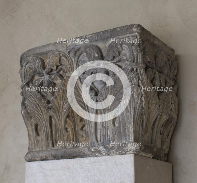 Impost Block with Acanthus Decoration, French, 12th century. Creator: Unknown.