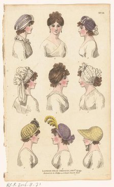Magazine of Female Fashions of London and Paris. No. 19: London head dresses, Sept. 1799, 1799. Creator: Unknown.