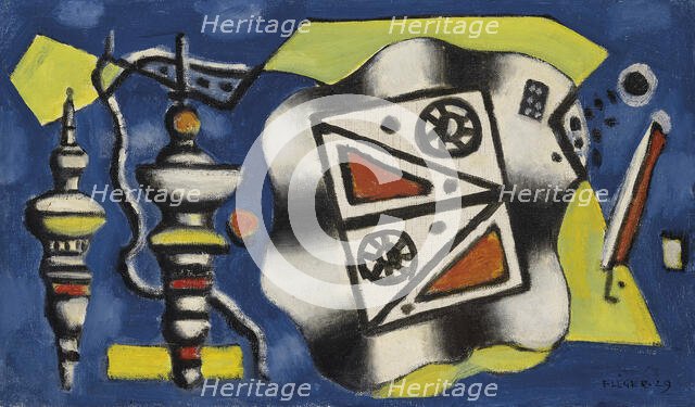Composition sur fond bleu, 1929. Creator: Léger, Fernand (1881-1955).