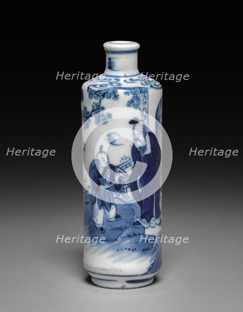 Blue and White Snuff Bottle, 1661-1722. Creator: Unknown.