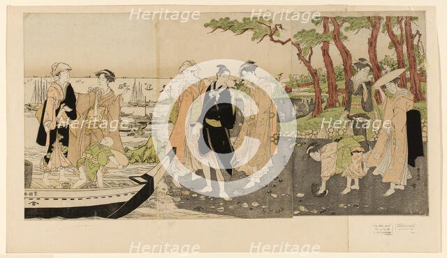 Gathering shell fish at low tide, c. 1789/1801. Creator: Utagawa Toyokuni I.
