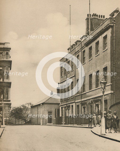 'West End of Downing Street, "No.10" and a Glimpse of the Foreign Office', c1935. Creator: Donald McLeish.