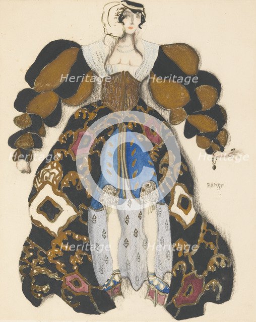 Costume design for the Ballet La Légende de Joseph by R. Strauss. Artist: Bakst, Léon (1866-1924)