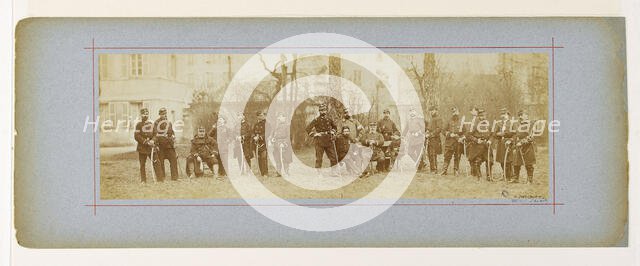 Panorama: group portrait of soldiers from the 97th battalion, 1870. Creator: Andre-Adolphe-Eugene Disderi.