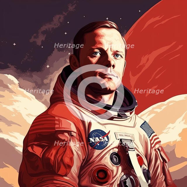 AI IMAGE - Portrait of Neil Armstrong, 1960s, (2023). Creator: Heritage Images.
