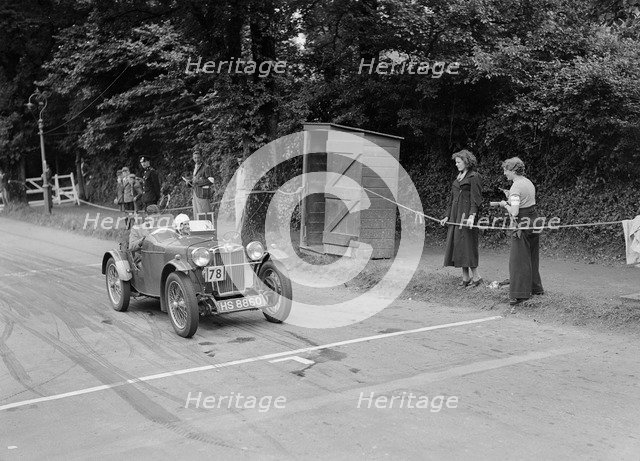 EC Haesendonck's MG PB competing at the MCC Torquay Rally, July 1937. Artist: Bill Brunell.