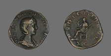 Sestertius (Coin) Portraying Empress Herennia Etruscilla, 249-251. Creator: Unknown.