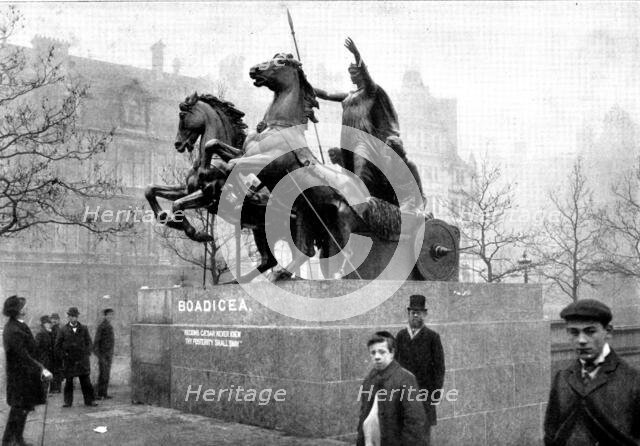 The Statue of Queen Boadicea to be placed on the Thames Embankment, 1898. Creator: Unknown.