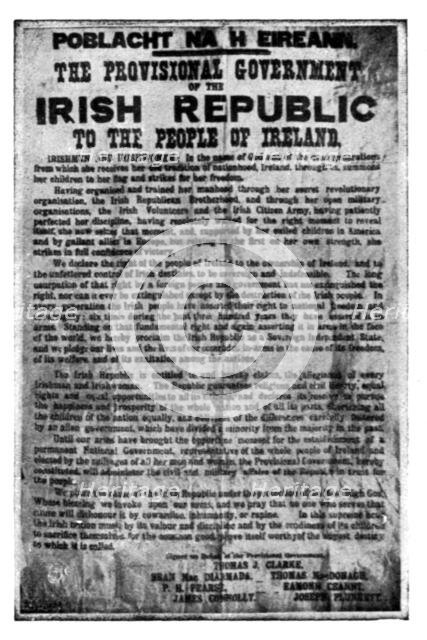 'Dublin Apres L'Emeute; La proclamation du gouvernement provisoire de la "republique..., 1916. Creator: Unknown.
